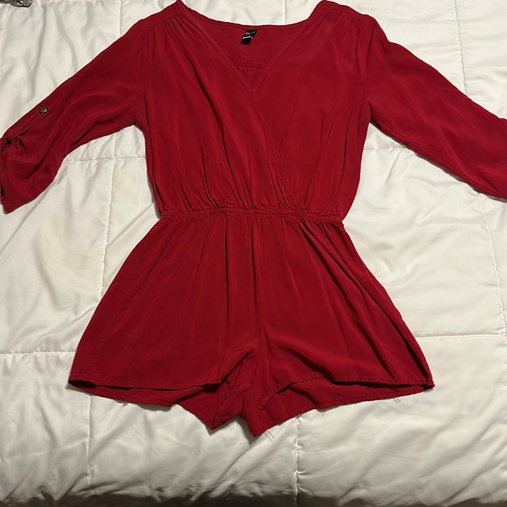 Lightly Worn Red Quarter Length Sleeve Romper